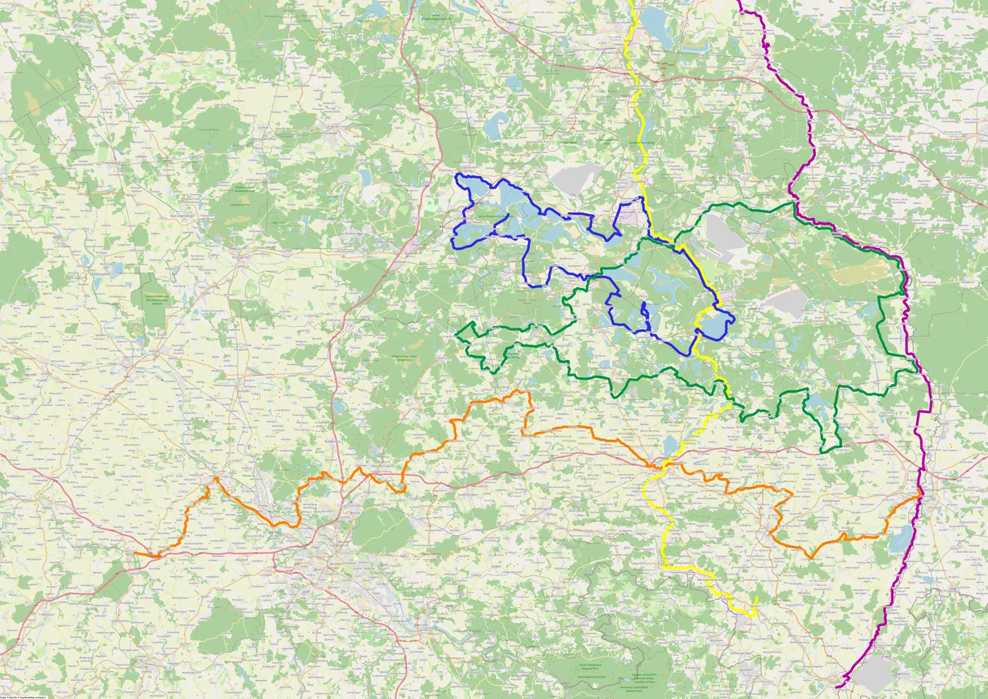 Übersicht der Fernradwege in der Oberlausitz. Große Karte bei uMap öffnen (neuer Tab).